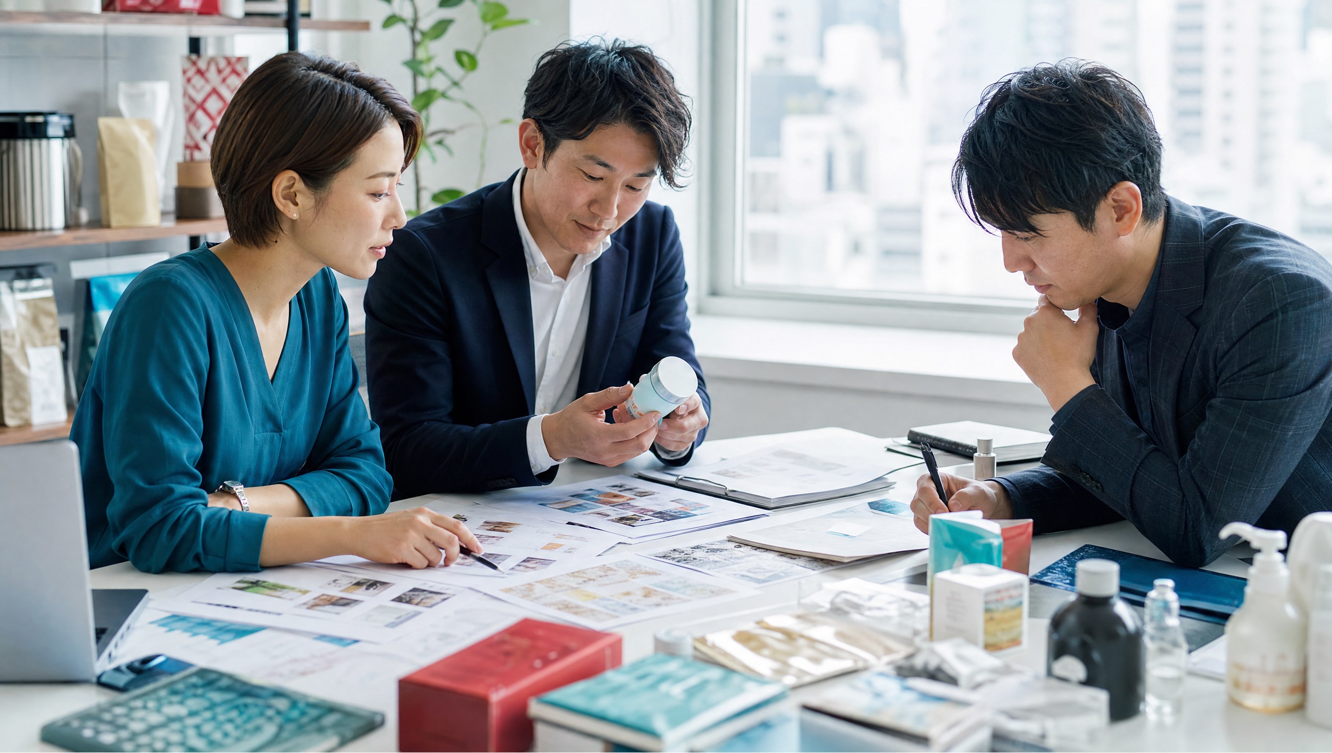 キルギス市場の物流と規制確認メモを見ている写真