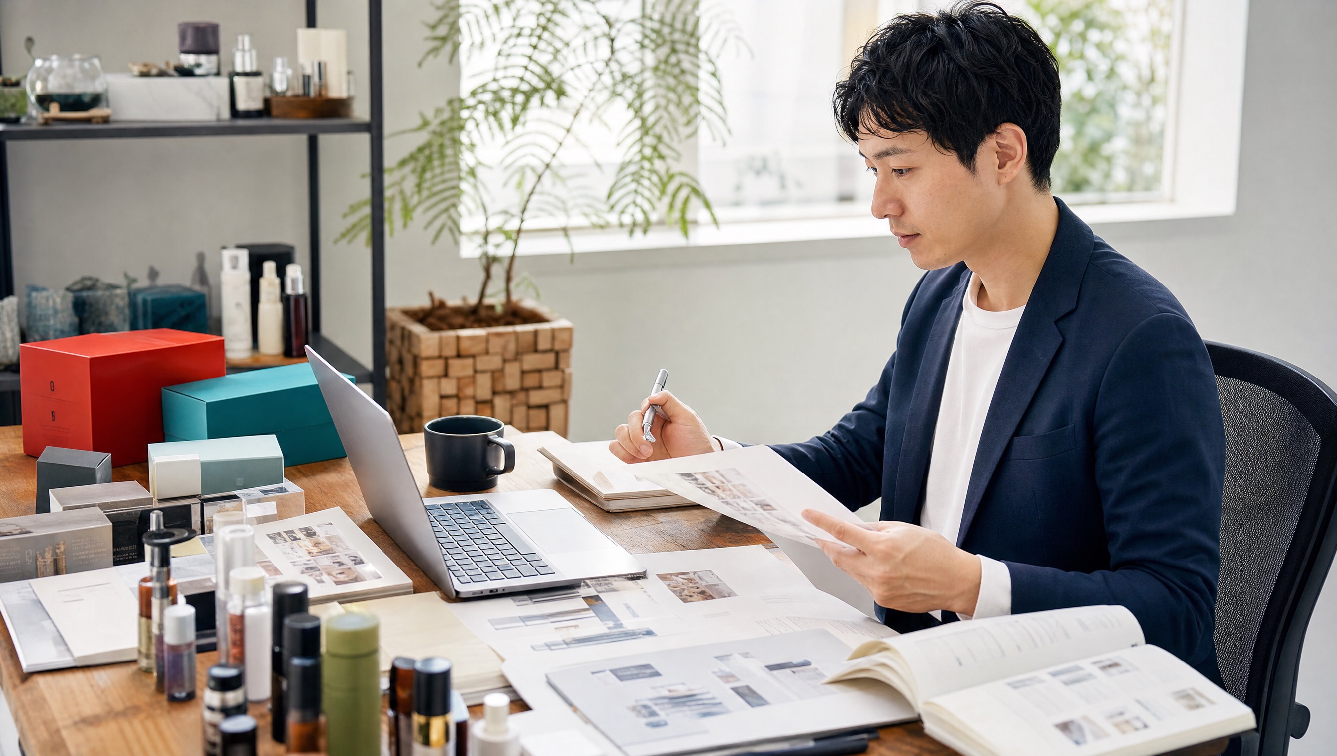 海外販売の市場調査チェックリストを作成している写真